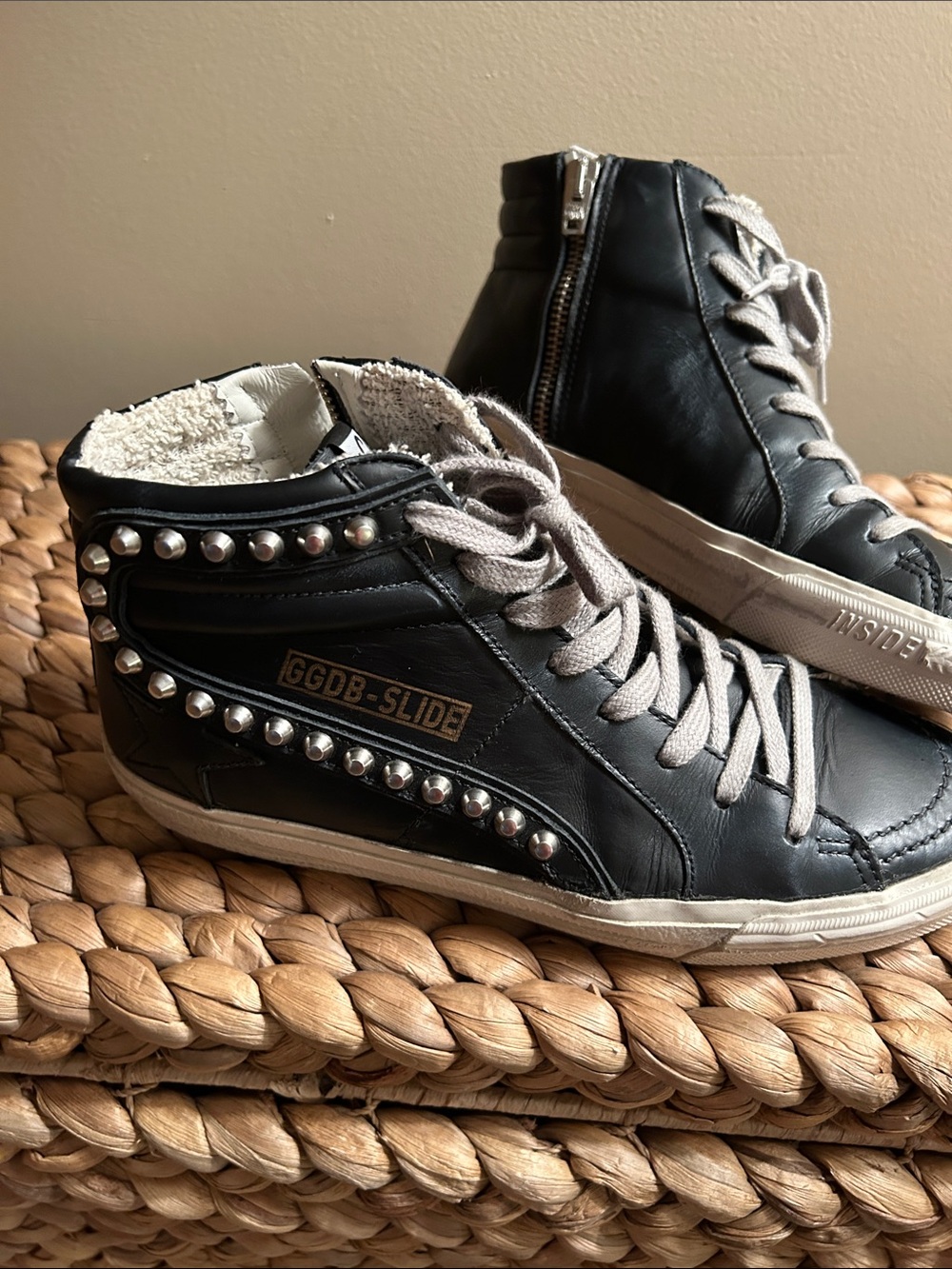 Authentic Golden Goose Slide Black Stud Sneaker Size 37 GREAT DEAL!!